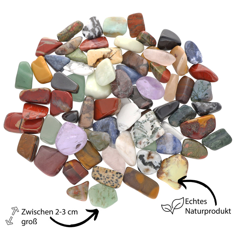 Colorful tumbled stone mix | With colorful bag | Size L