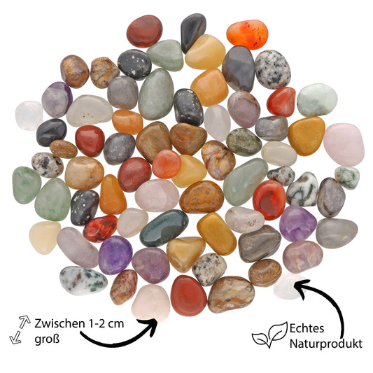 Gemstone set in treasure chest | Colorful tumbled stone mix | Size M