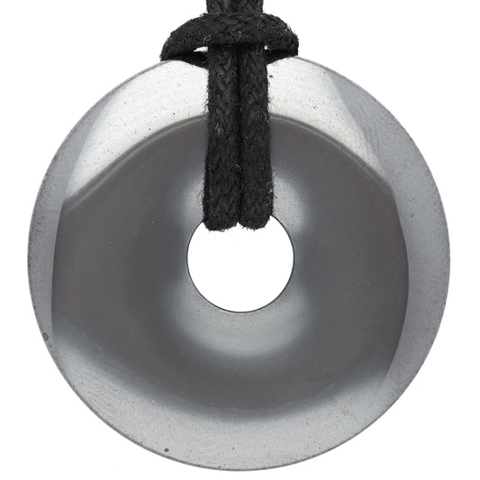 Hematite Donut | 30 mm Pendant + Cotton Cord
