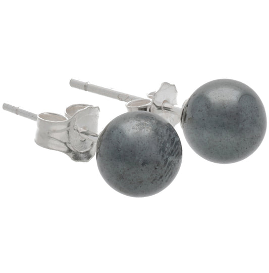 Hämatit Ohrstecker 6 mm | 925er Silber