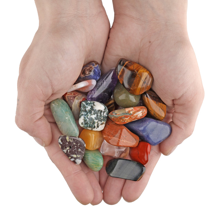 Colorful tumbled stone mix | With colorful bag | Size L