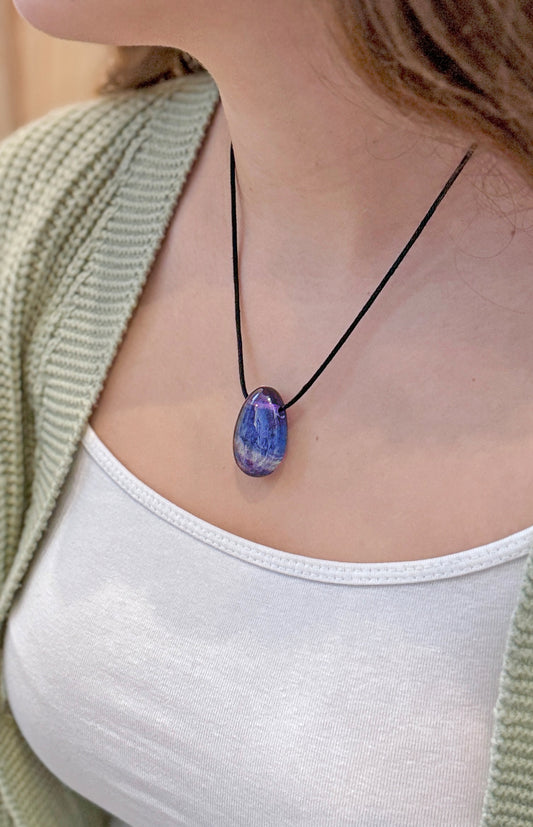 Fluorite, colorful drop pendant