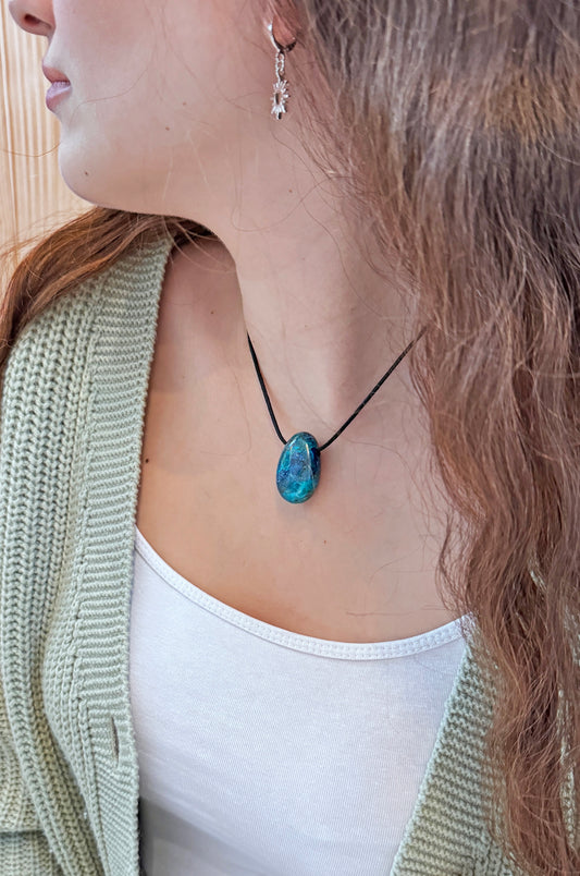 Chrysocolla drop pendant