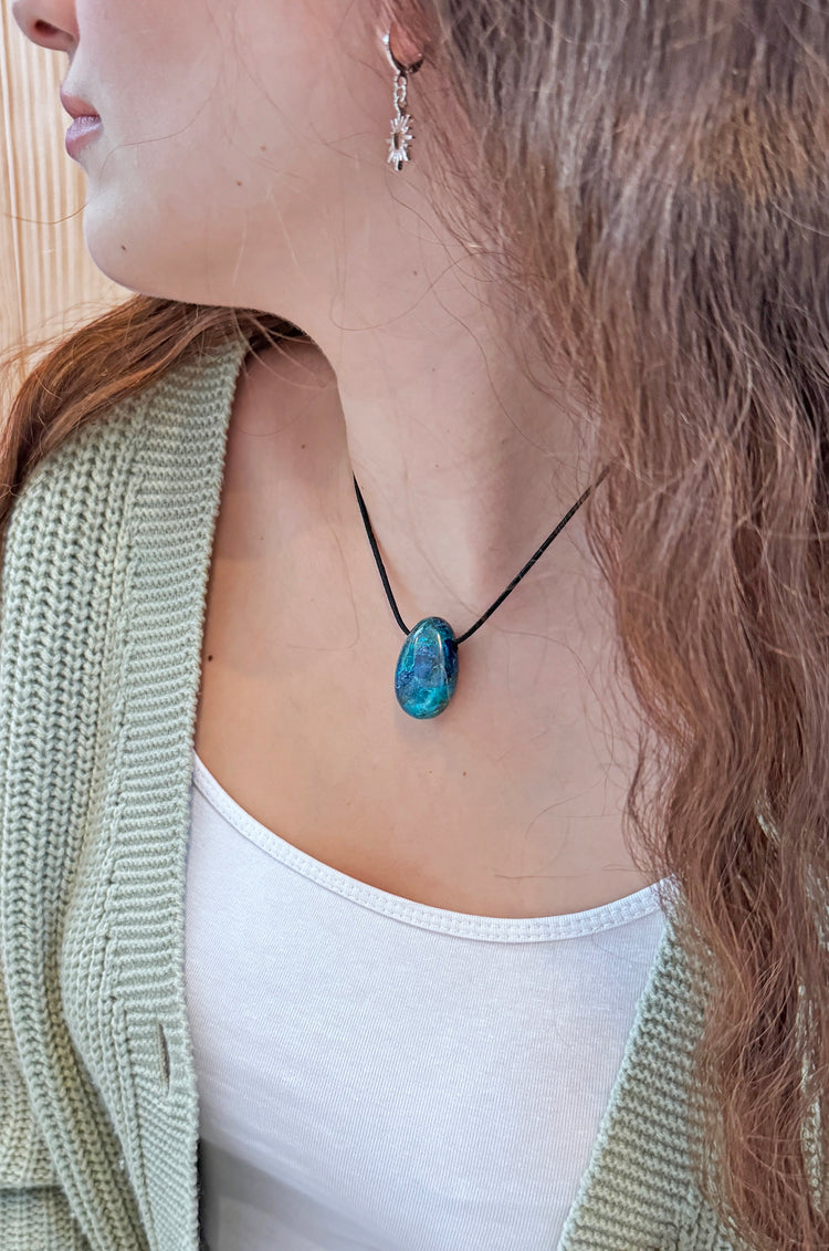 Chrysokoll Tropfenanhänger