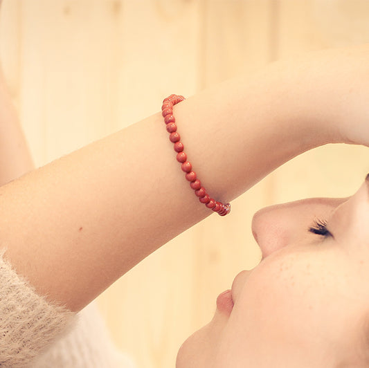 Jasper, red mini ball bracelet | 4mm