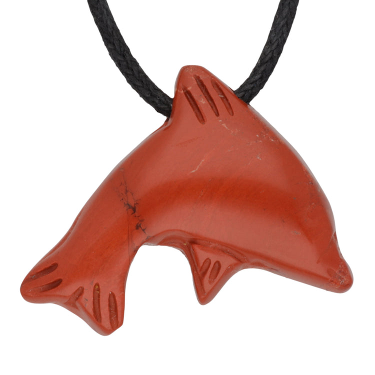 Jasper, red dolphin pendant
