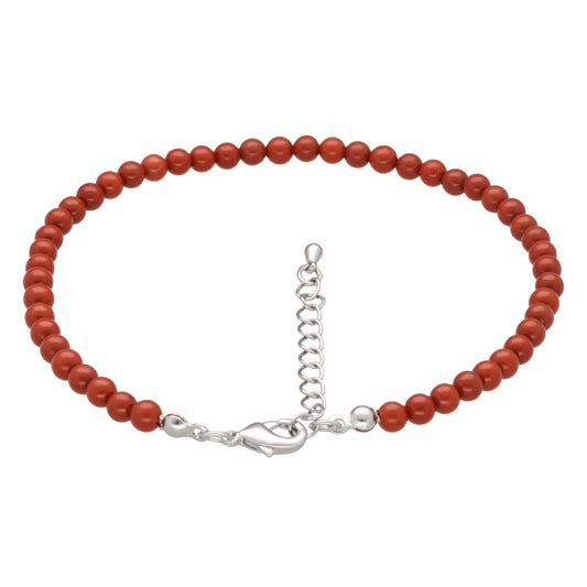 Jasper, red anklet | 4mm