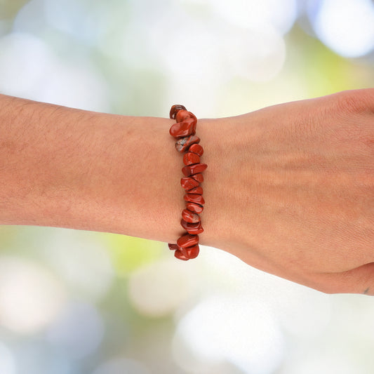 Jasper, red chip bracelet