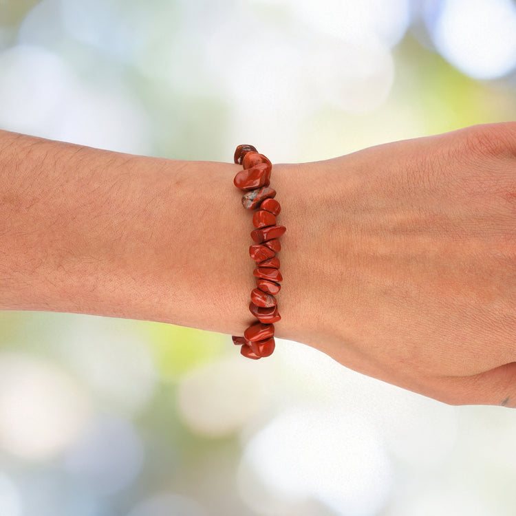 Jasper, red chip bracelet