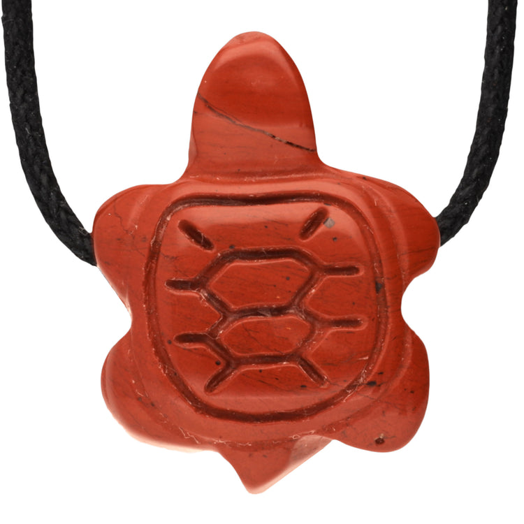 Jasper, red turtle pendant