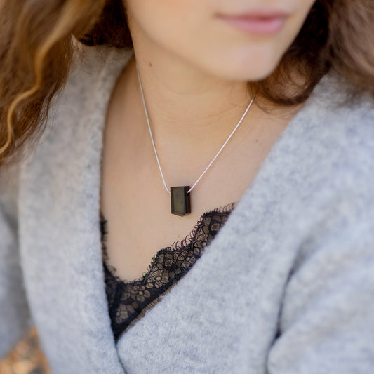 Small tourmaline (Schörl) raw stone pendant