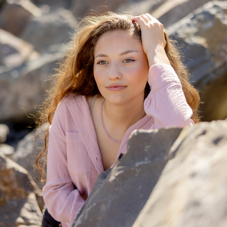 Rosenquarz Kugelkette | Ø 4mm mit 925er Silber Verschluss | 45cm