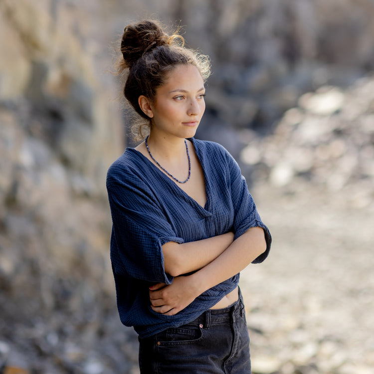 Sodalite bead chain | Ø 4mm with 925 silver clasp | 45cm
