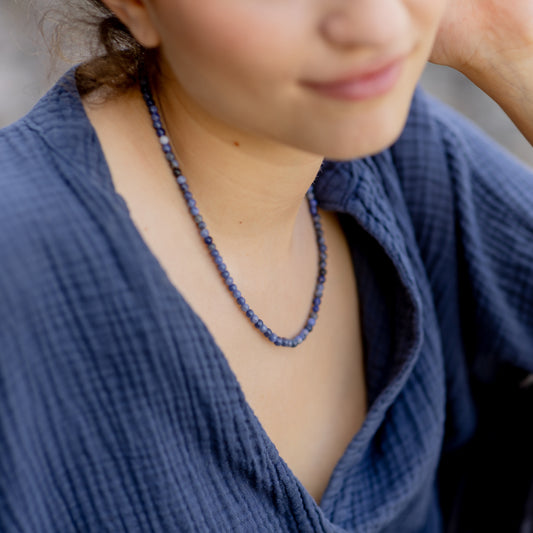 Sodalite bead chain | Ø 4mm with 925 silver clasp | 45cm