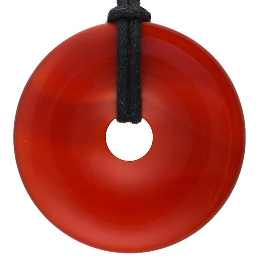 Carnelian donut | 40 mm pendant + cotton cord