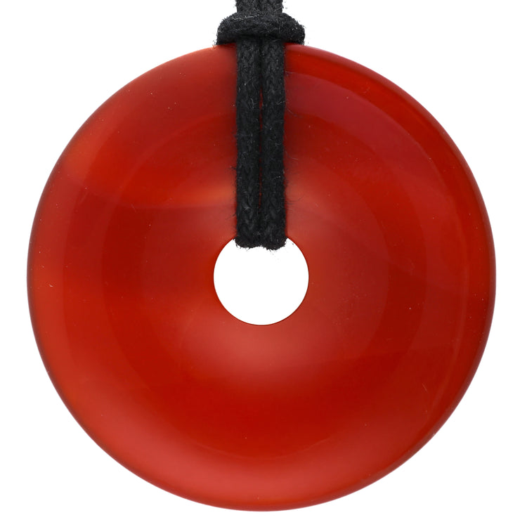 Carnelian donut | 40 mm pendant + cotton cord