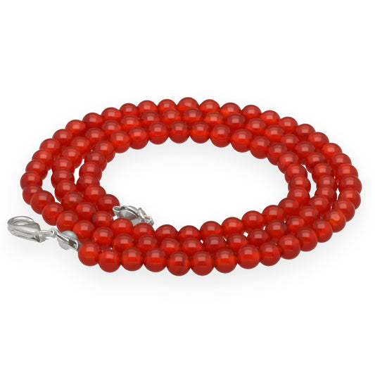 Carnelian ball chain | Ø 4mm with 925 silver clasp | 45cm
