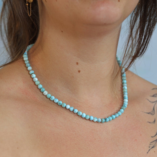 Larimar bead chain | Ø 6 mm with clasp | 45 cm