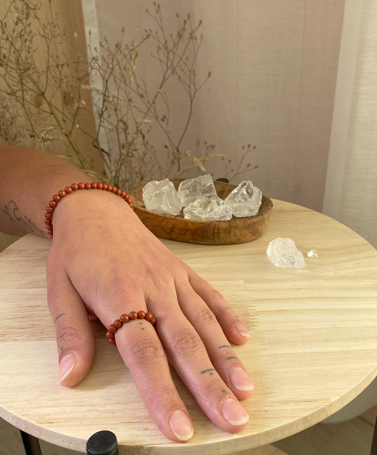 Jasper, red | elastic ball ring