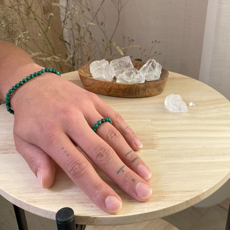 Malachite | elastic ball ring