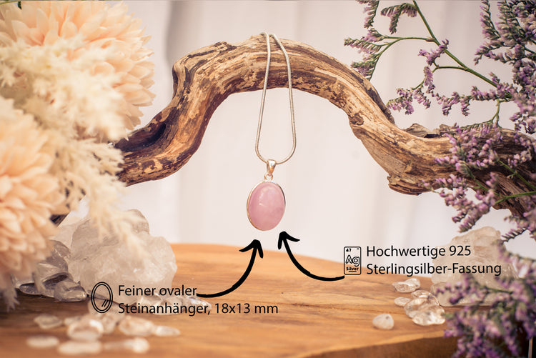 Kunzit Anhänger (oval) in Silber gefasst