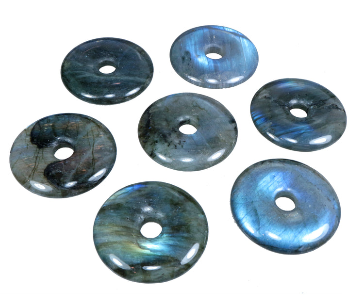 Labradorite Donut | 40 mm pendant + cotton cord