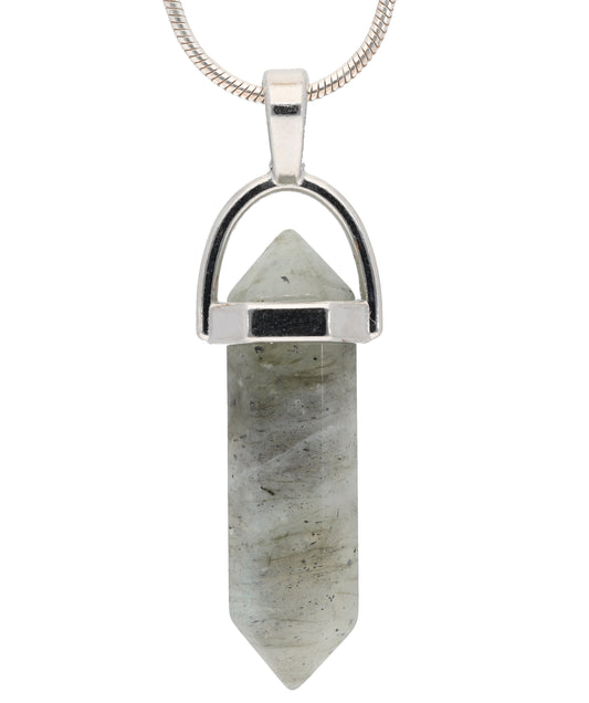 Labradorite | Double point, set | silver-colored eyelet