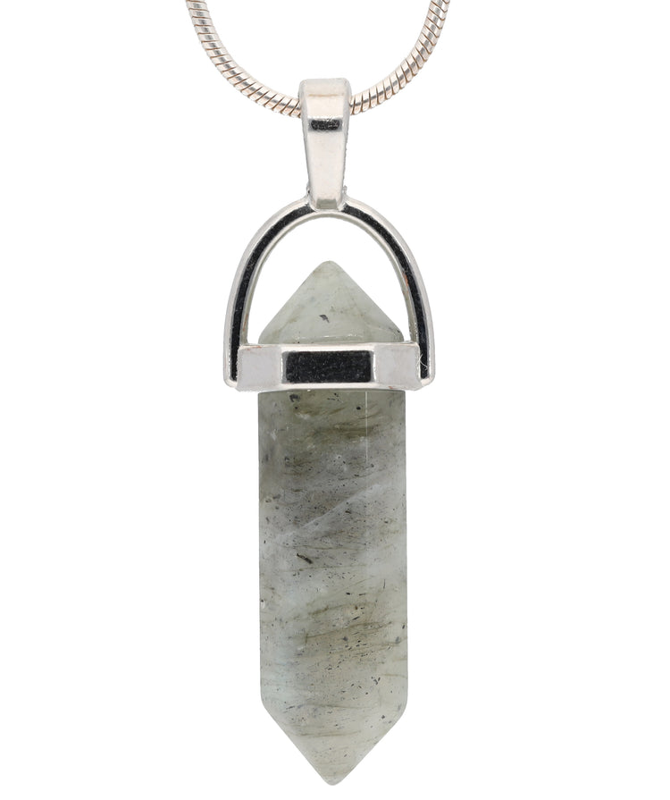 Labradorite | Double point, set | silver-colored eyelet