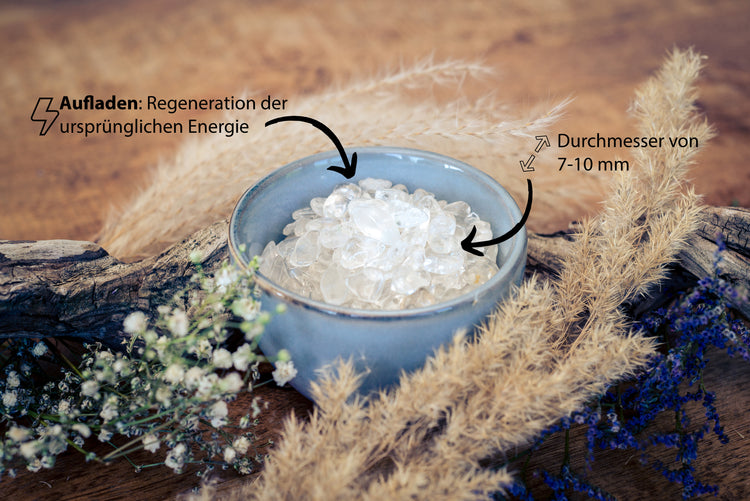 Charging stones rock crystal & discharging stones hematite | Mini tumbled stone chips