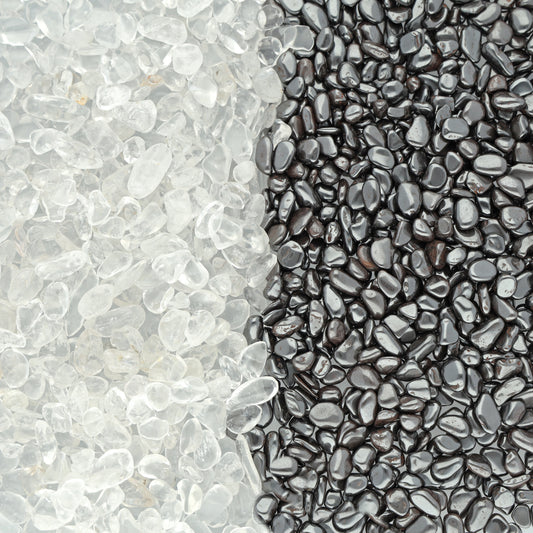 Ladesteine Bergkristall & Entladesteine Hämatit | Mini Trommelsteine Chips