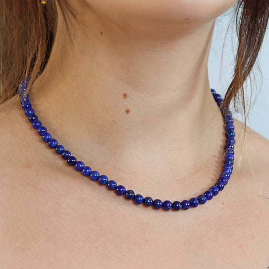 Lapis lazuli bead chain | Ø 6 mm with clasp | 45 cm