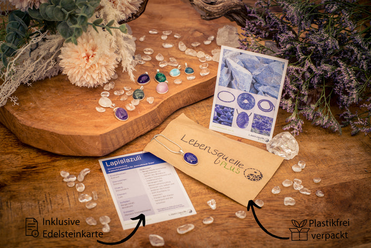 Lapislazuli Anhänger (oval) in Silber gefasst