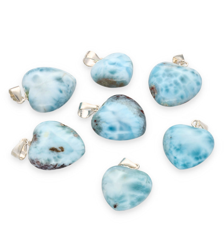 Larimar heart pendant | 925 silver eyelet