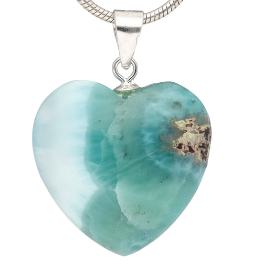 Larimar heart pendant | 925 silver eyelet