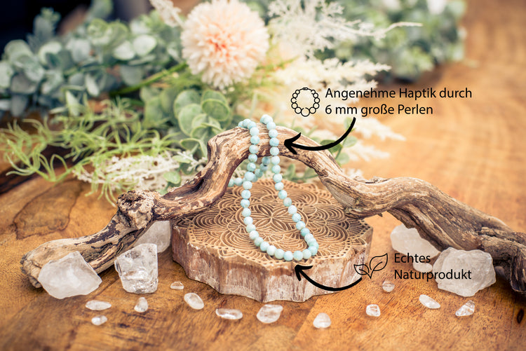 Larimar bead chain | Ø 6 mm with clasp | 45 cm