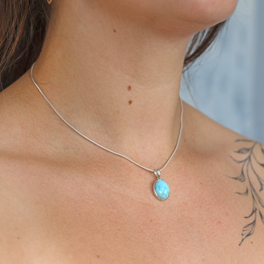 Larimar pendant (oval) set in silver