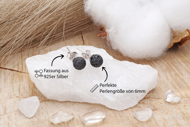 Lava stud earrings 6 mm | 925 silver