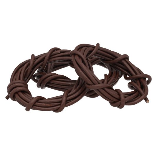 Leather strap made of genuine round cowhide, dark brown