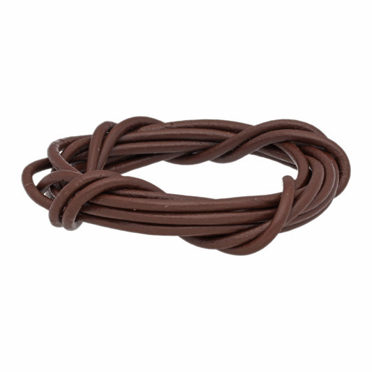 Leather strap made of genuine round cowhide, dark brown