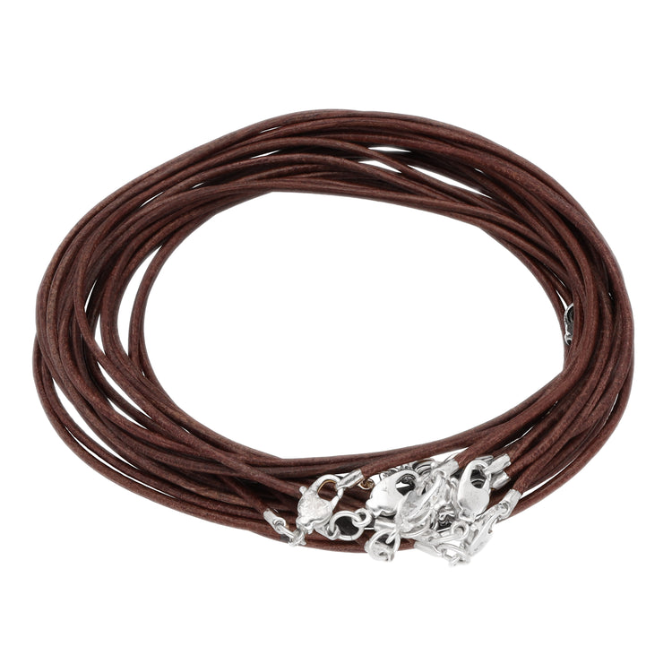 Leather strap with snap fastener 50 cm, dark brown