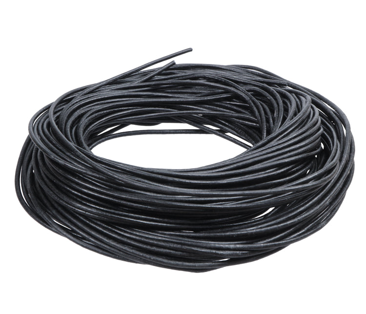 Leather strap made of genuine round cowhide, black