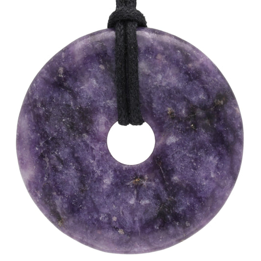 Lepidolite Donut | 40 mm Pendant + Cotton Cord