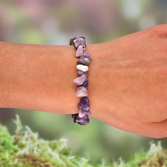 Lepidolite chip bracelet