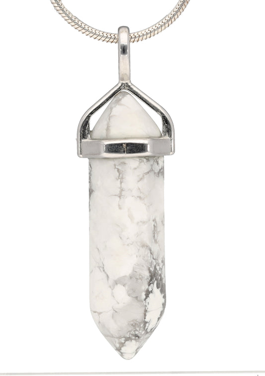 Magnesite | Double point, set | silver-colored eyelet