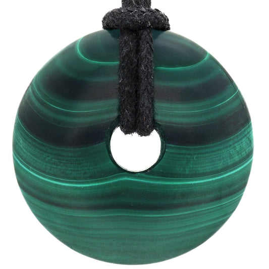 Malachite Donut | 30 mm Pendant + Cotton Cord
