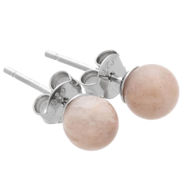 Moonstone stud earrings 6 mm | 925 silver
