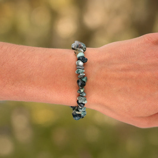 Moss agate chip bracelet