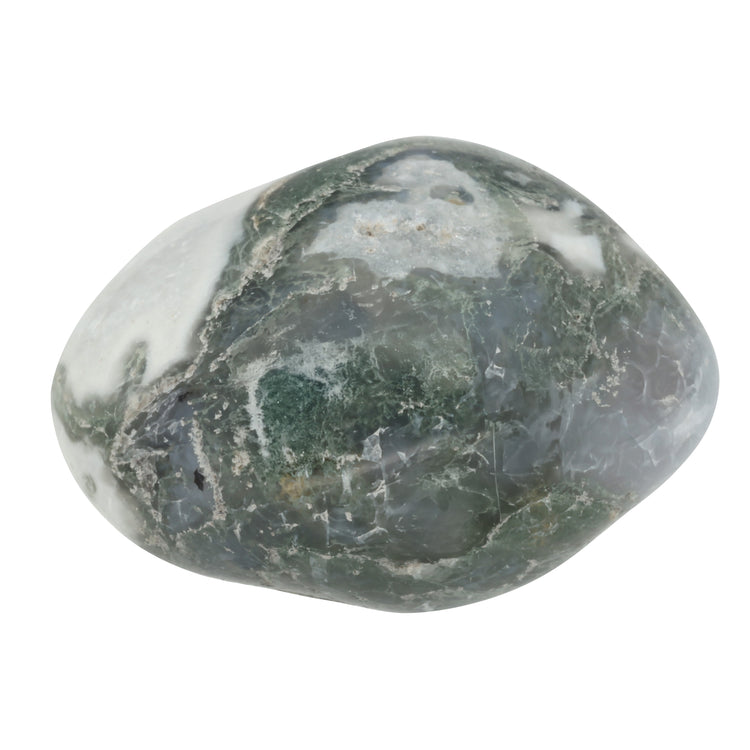 Moss agate tumbled stone