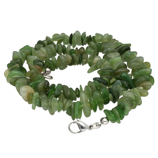 Jade (Nephrite) chip necklace | 45 cm + clasp