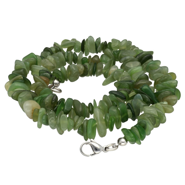 Jade (Nephrite) chip necklace | 45 cm + clasp